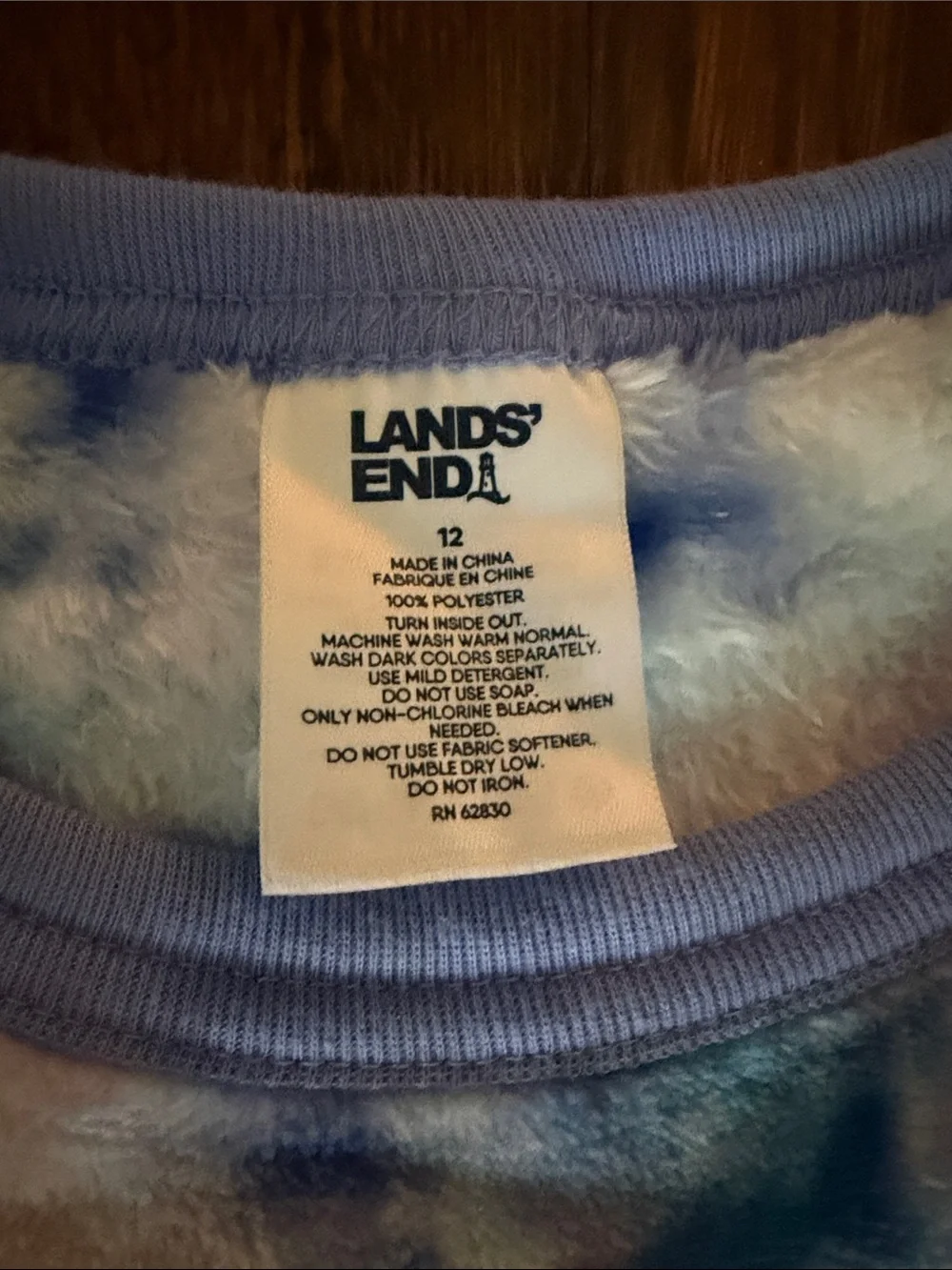 Lands' End Kids Tie-Dye Fleece Pajama Set - Blue & Purple